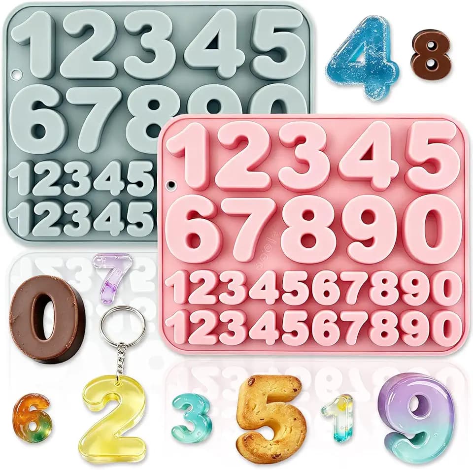 2 Pack Number Silicone Cake Molds 30 Cavity Medium and Small Size 3D 0-9 Digital Mould Tray DIY Baking Decorating Tools for Chocolate Candy Cupcake Mousse Dessert Gummy Soap Plaster Clay