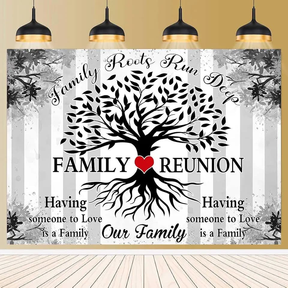 Black White Family Reunion Backdrop 9x6ft Family Reunion Decorations