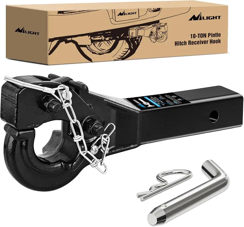 Nilight 10-TON Pintle Hitch for 2-Inch Receiver Hook 20000LBS