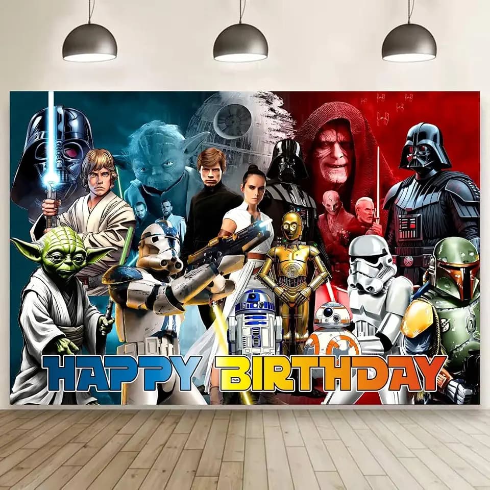 Wall Decor Backdrop for Star of Wars Themed Birthday Decorations, Star of Wars Themed Banner for Kids Birthday Party Supplies (5x3ft)
