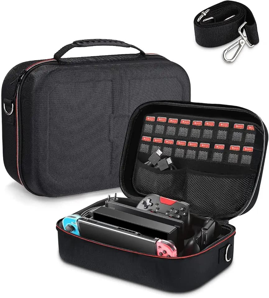 Tasche per Nintendo Switch/OLED, Harte Tragetasche für Konsolle, HDMI Kabel