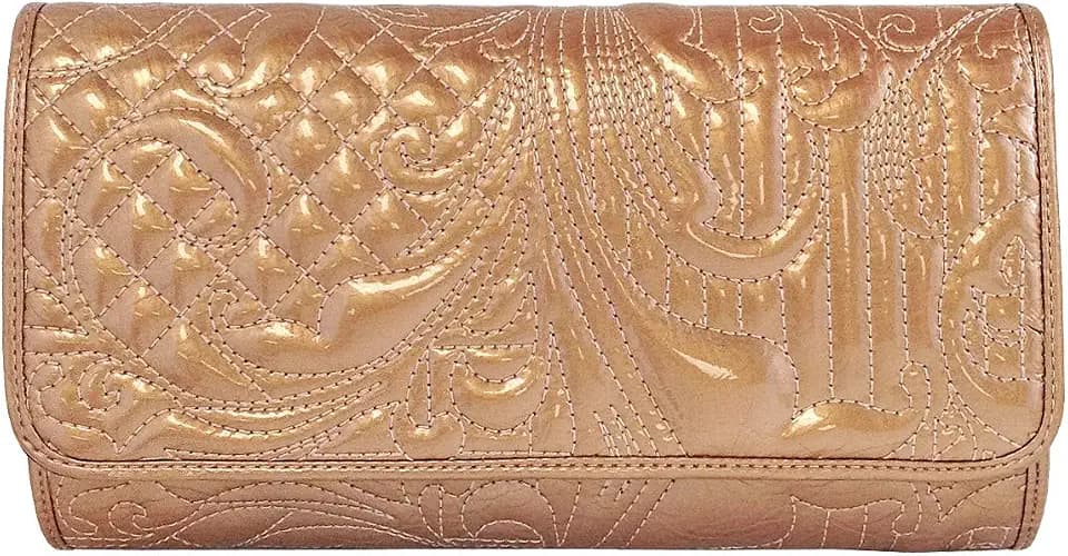 JNB Embroidered Patent Leather Clutch