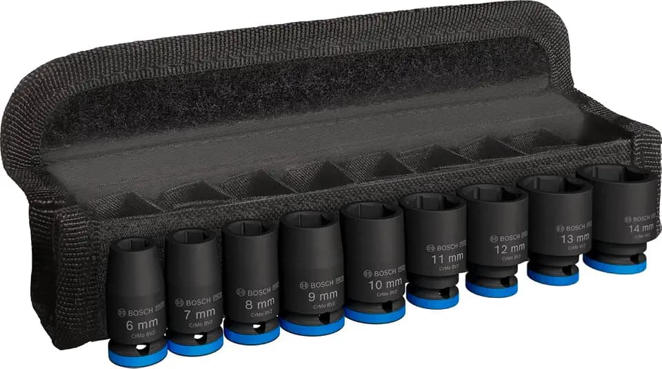 Bosch 9x PRO Impact Steckschlüsselsatz Set, 1/4", Standard, 9‑tlg.