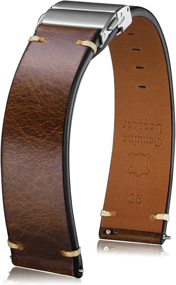 Getalia leather Watch Band Retro Oil Wax Leather,18mm 19mm 20mm 21mm 22mm Quick Release Foldover Clasp Watch Straps for Men and Women