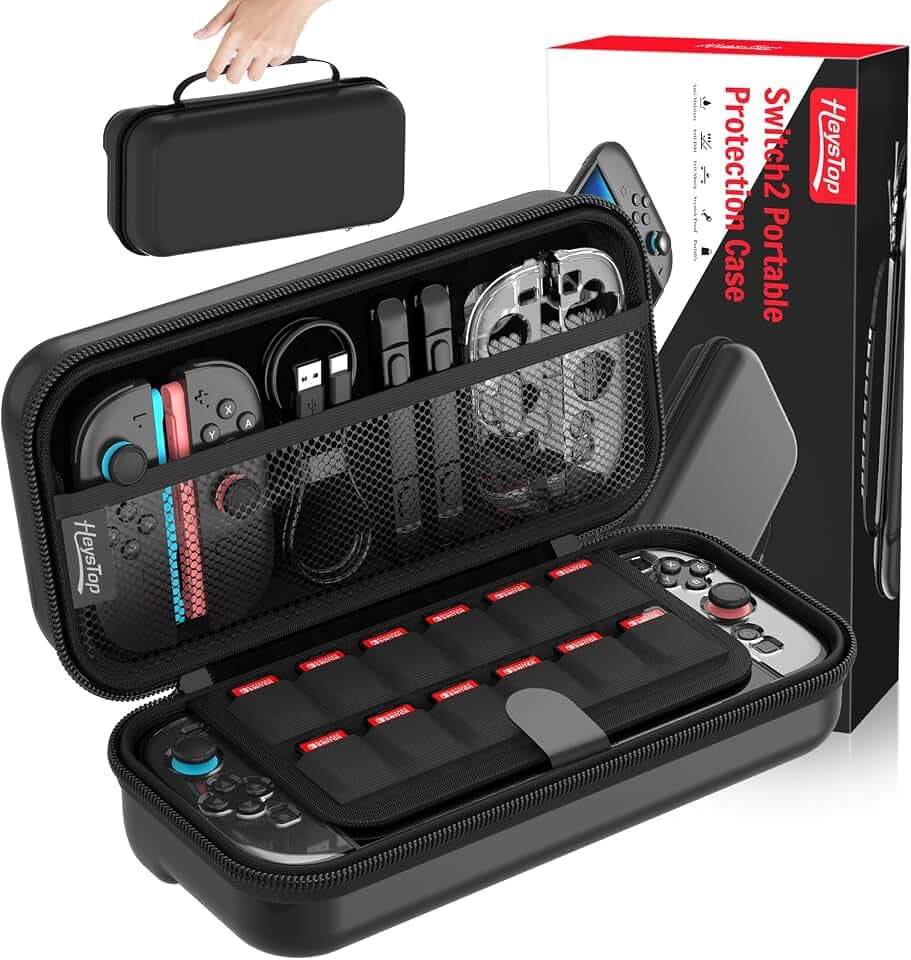 HEYSTOP Tasche für Nintendo Switch 2 Konsolenzubehör, Neuestes Modell 2025, Switch 2 Tragetasche Hülle Protective Carrying Case für Nintendo Switch 2 mit Weichem Innenfutter und Netzfach