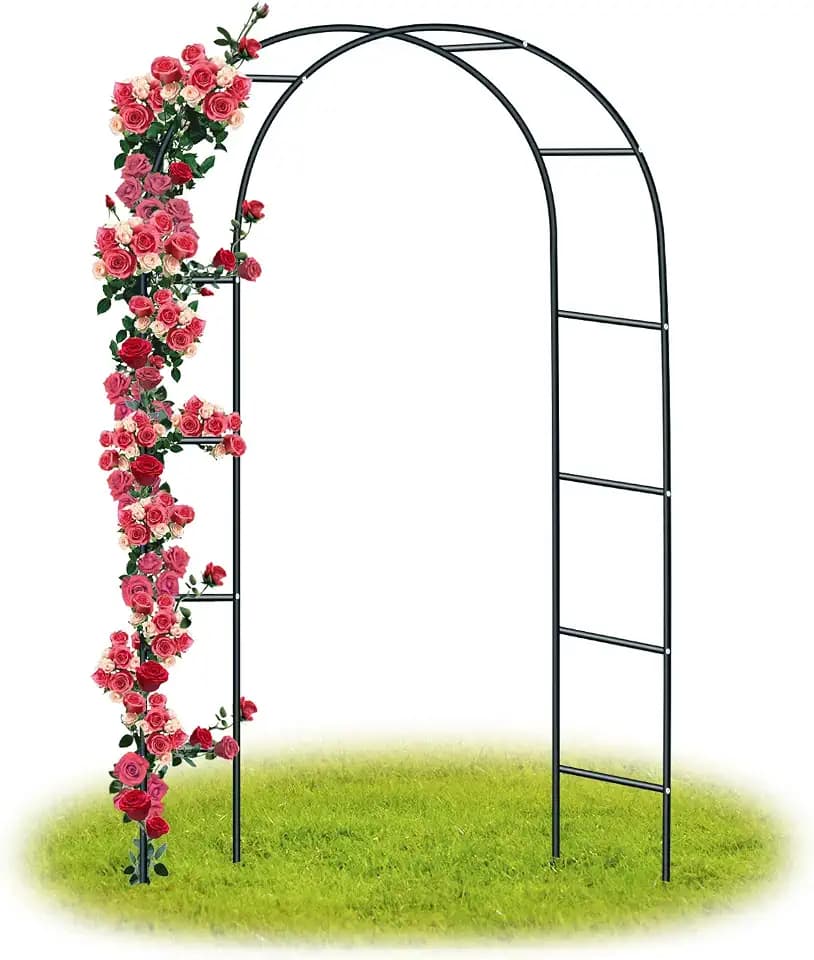 Forever Speed Rosenbogen Torbogen Garten Rankgitter Rosenhilfe aus Pulverbeschichtetem Stahl, Garten Decoration und Verzierung Kletterer wetterfest 240 x 140 x 38 cm/Schwarz