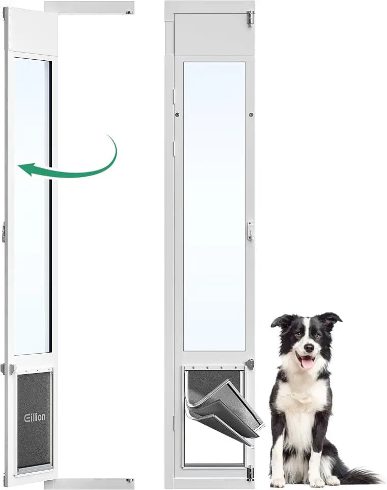 3 Flap Large Dog Door for Sliding Glass Door, Openable Pet Door for Sliding Glass Doors, Adjustable 75 7/8" to 81" Slider Height-Large