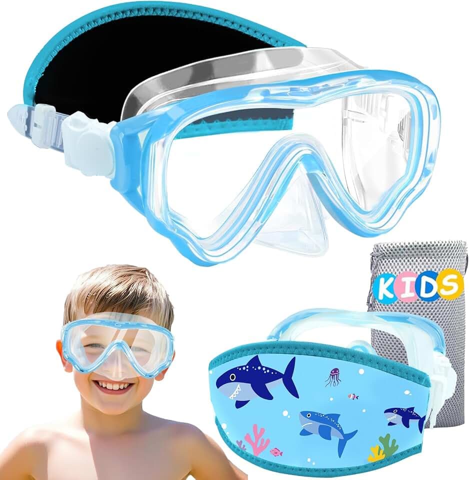 Vvinca Kids Goggles Snorkel Mask Diving Mask Swimming Goggles with Nose Cover and Straps Cover for Kids and Youth Age 6-14