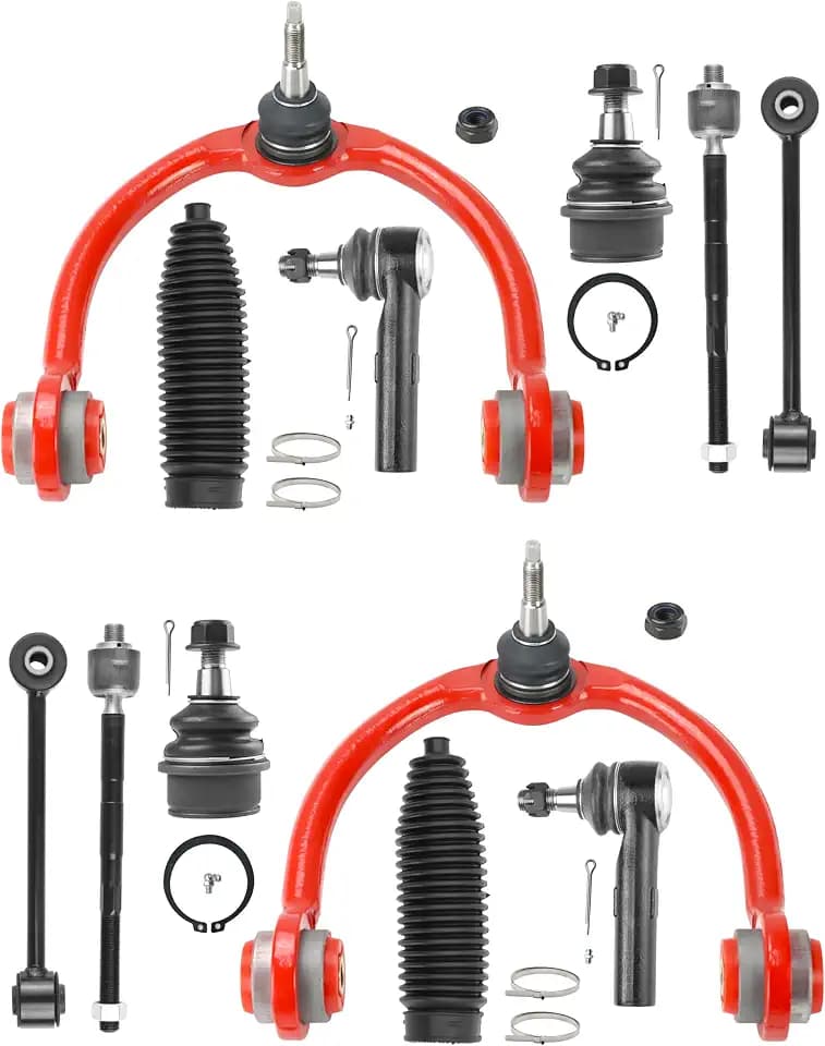 12pc Front End Upper Control Arms Suspension Kit for 2005-2010 Jeep Grand Cherokee & Commander – Upgraded Polyurethane Bushings, Red