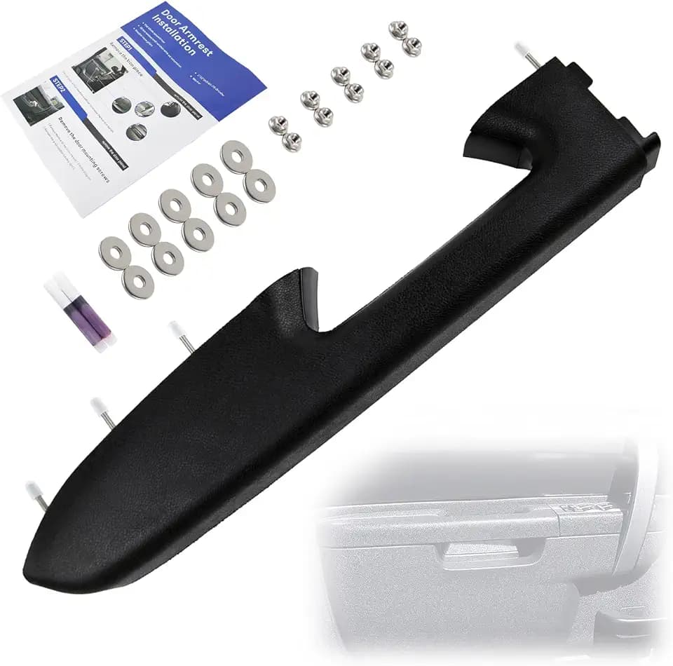 22818465 Front Left Driver Side Door Panel Armrest Repair Kit with Door Release Handle Below Armrest (17 Inch) Black Compatible with 2010-2014 Chevrolet Chevy Silverado/GMC Sierra 1500 2500HD 3500HD