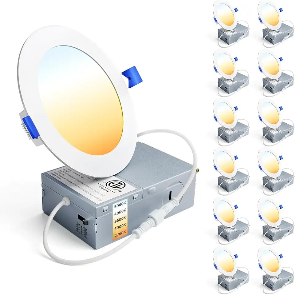 Ensenior 12 Pack 4 Inch LED Recessed Ceiling Light, 5CCT, 750LM 9W 120V