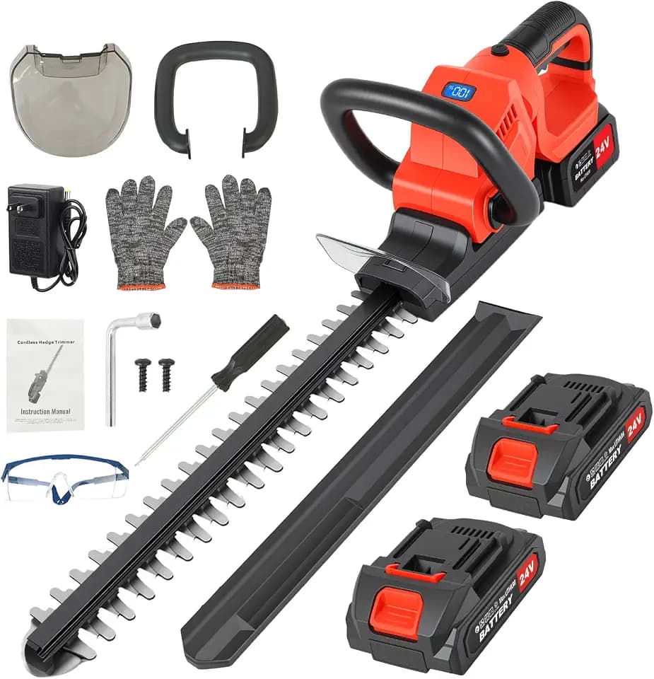 22" Hedge Trimmer Cordless with Battery, 180° Rotatable Head