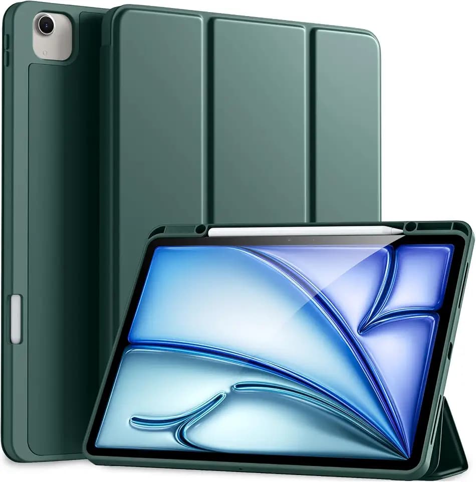 Akkerds for iPad Air 13 Inch Case M4/M3/M2 with Pencil Holder, Pinegreen