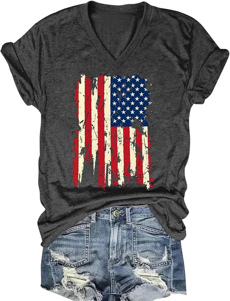 Women's T-Shirts V-Neck Boho Flowers Wildflowers Graphic Tees Shirts Cute Casual Summer Tops Short Sleeve T Shirt