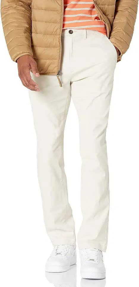 Amazon Essentials Herren Legere Stretch-Chinohose mit schmaler Passform, Stone, 30W / 29L