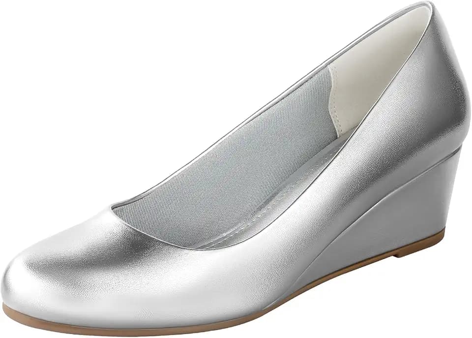 Ankis Women's Wedge Heels 2 Inch Closed Toe Dress Pumps