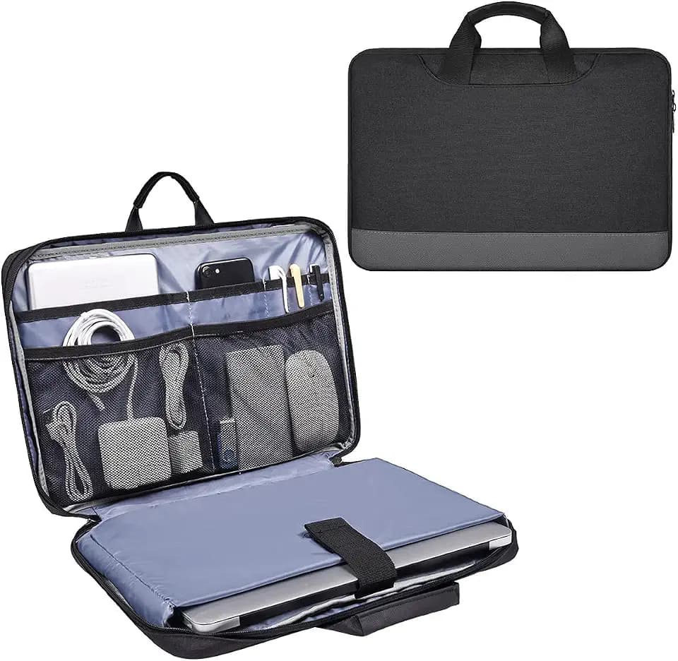 14 15 Inch Waterproof Laptop Sleeve Men Women TSA Briefcase for MacBook Pro 14 M5/M4/M3/M2/M1, Macbook Air 15 M5/M4/M3, Dell Inspiron 14/XPS 15, Lenovo Acer HP ASUS Chromebook 14 Carring Case, Black