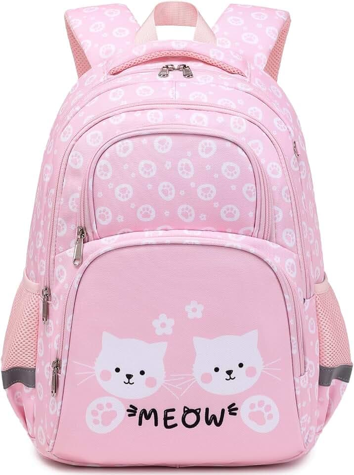 abshoo Cute Cat School Backpack For Girls Elementary Kindergarten Kids School Bag (Cat Pink A)