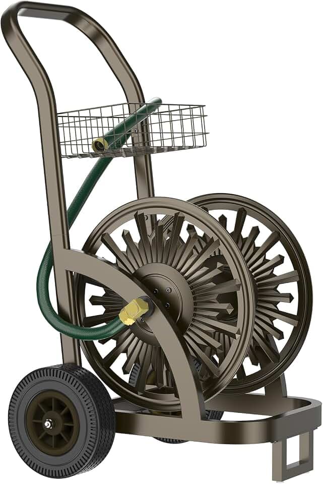 GOFORWILD Heavy Duty Steel Garden Hose Reel Cart with Wheels