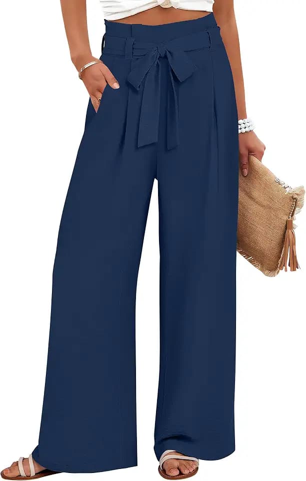 ANRABESS Womens Palazzo Wide Leg High Waisted Flowy Lounge Work Pants