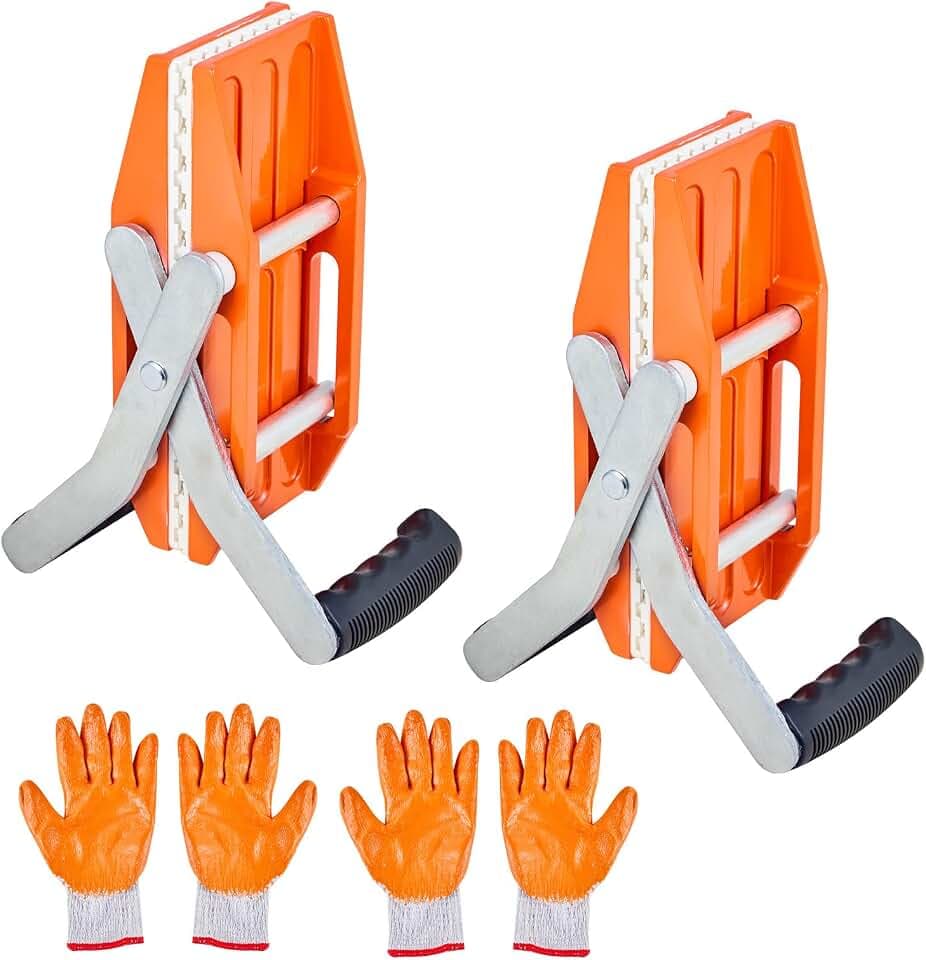 VEVOR Zweihändige Steintrageklemmen 280x120x190 mm, Tragkraft 300 kg, 2er-Pack Hebewerkzeuge mit Gummibeschichtung (0-6 cm), Hochleistungs-Hebeklemmen für Sperrholz, Glas, Granit