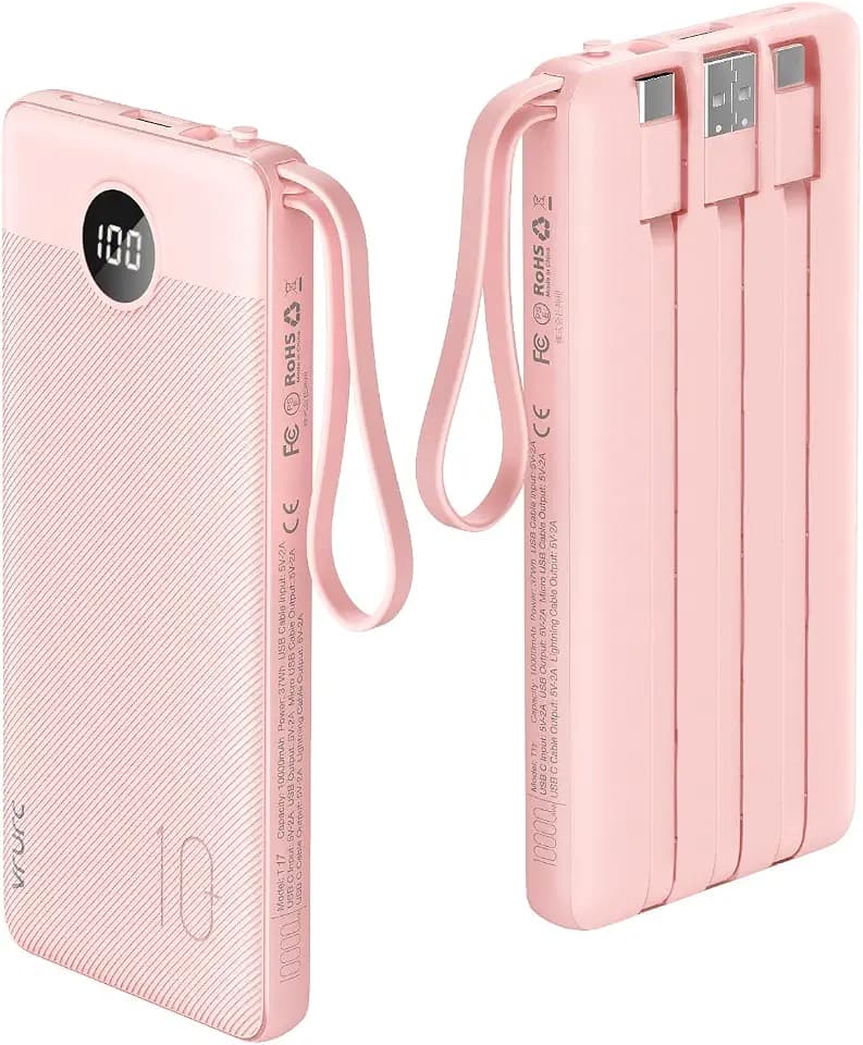 VRURC 22.5W 10000mAh Fast Charging Power Bank Built‑in 4 Cables