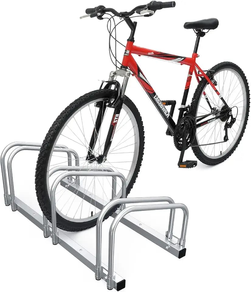 VOUNOT Fahrradständer für 3 Fahrräder, Boden und Wandmontage, Aufstellständer Mehrfachständer, Grau