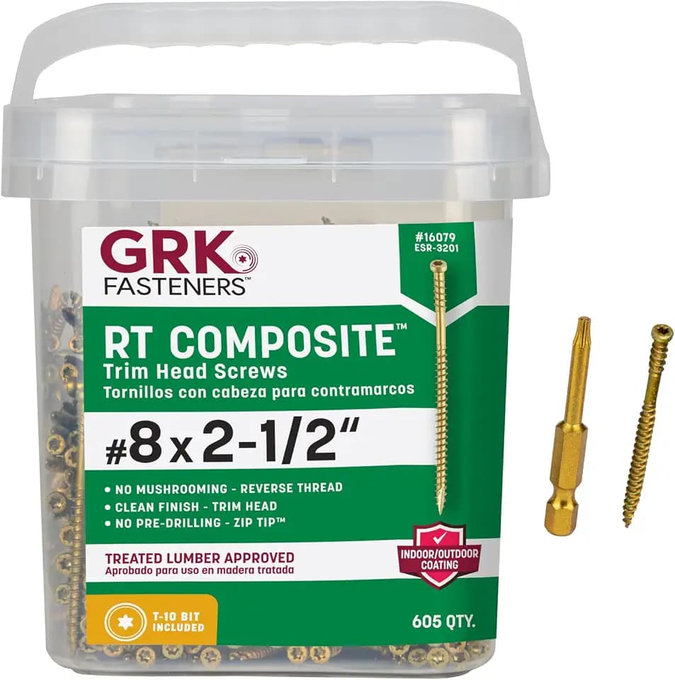 GRK FASTENERS 16079 RT COMPOSITE #8 x 2-1/2" SCREWS 605CT