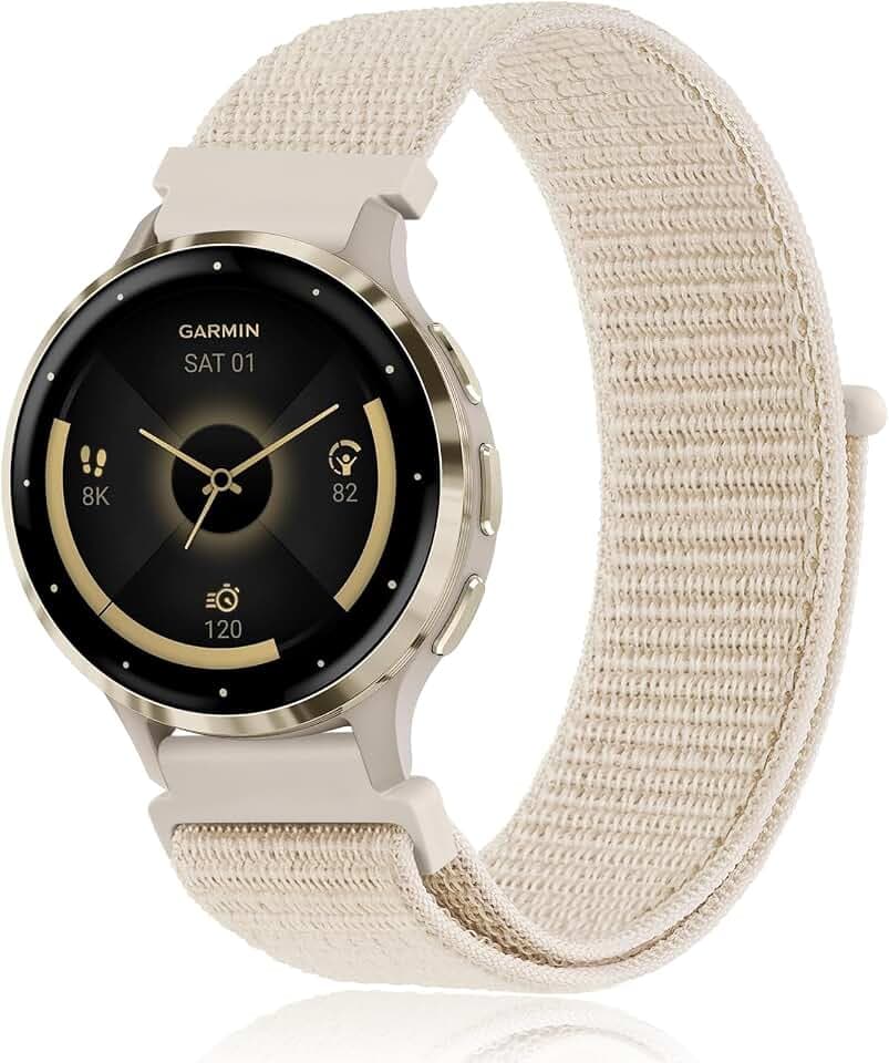 Nylon Band Compatible with Garmin Venu 3S / Venu 4 41mm / Venu 2S / Vivoactive 4S / Vivomove 3S Watch Bands, 18mm Quick Release Soft Nylon Adjustable Wristband Strap for Garmin Forerunner 255s/265s Bands for Men Women