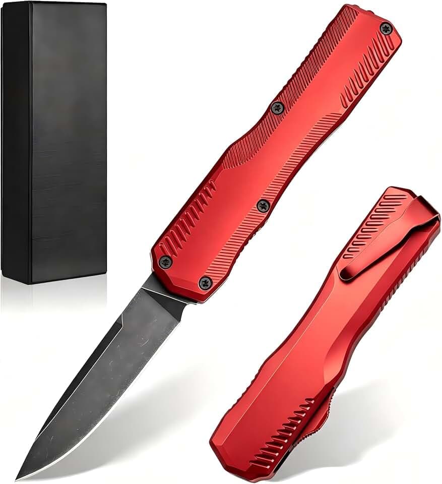 cckk 9000R Pocket Knife 3.3" Cpm-Magnacut Steel Anodized Aluminum Handle, Box Cutter Cool Sharp Folding EDC Knife with Clip,for Men Camping Hiking(Red)