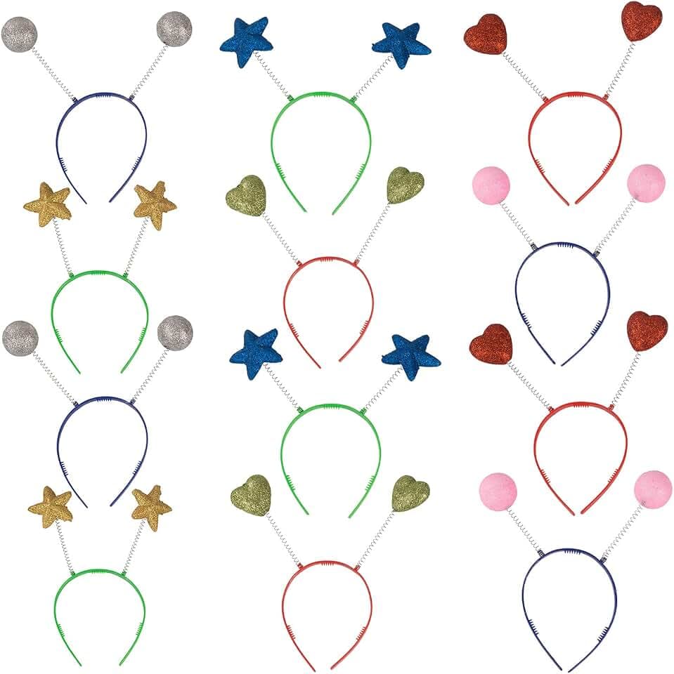 Funny Party Hats Head Boppers in Assorted Design- 12 Piece Party Accessories Blue Gold