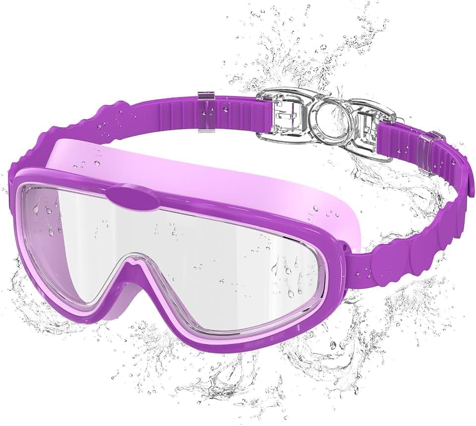 Schwimmbrille Kinder 3-14 Jahre mit mit Großem Rahmen Anti-Fog