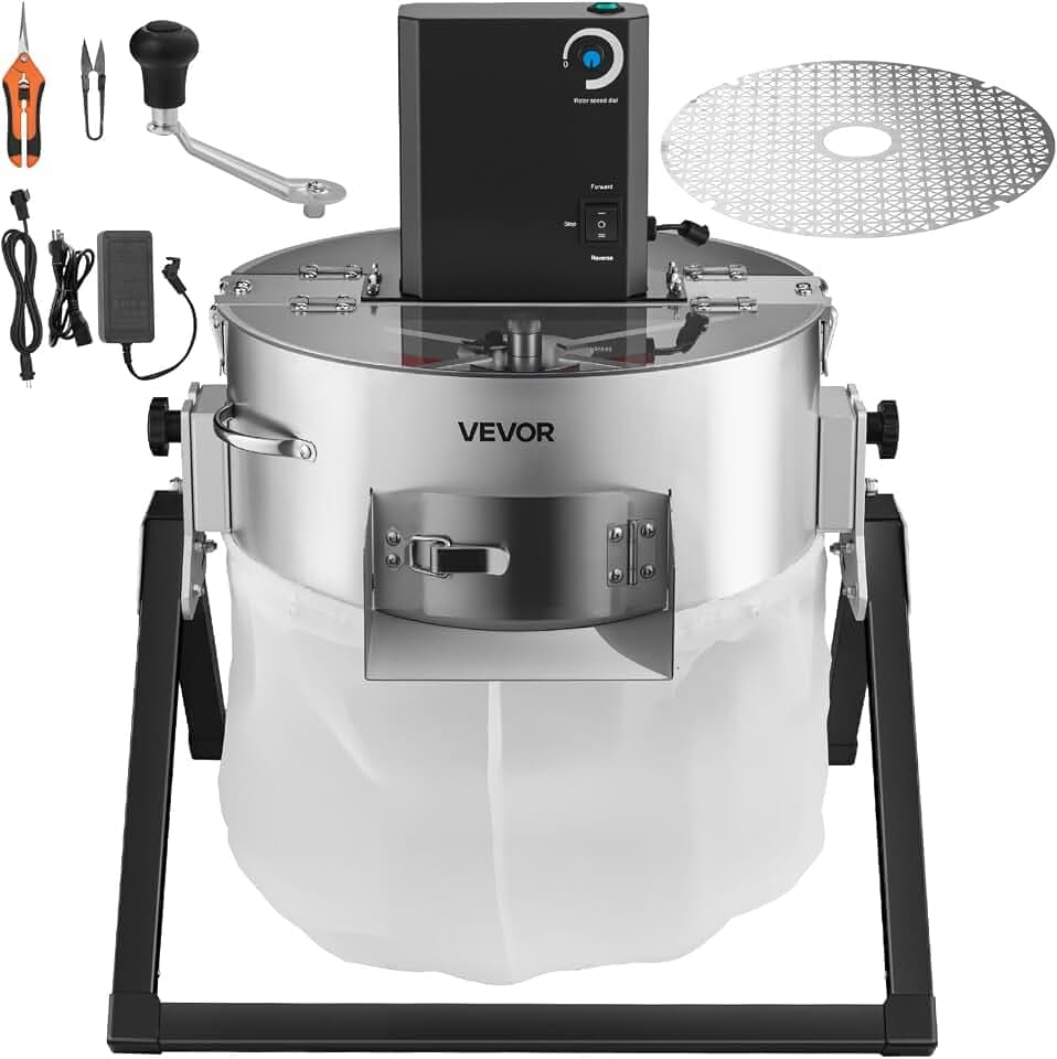 VEVOR Erntemaschine, 2-in-1 Manuell & Elektrisch, 370 mm Knospenschneider mit Edelstahlklingen, Nass-Trocken-Hydrokultur-Schneidemaschine mit Trockenrost, für Pflanzenknospen & Blumen