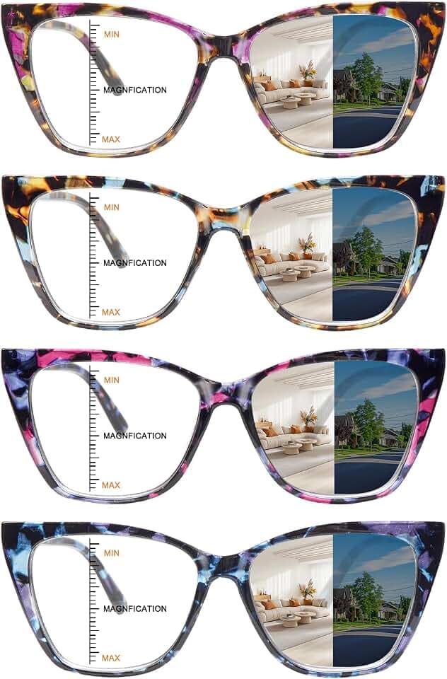 Photochromic progressive Multifocus Reading Glasses for Women Anti Blue Light Computer Readers UV400 Sunglasses
