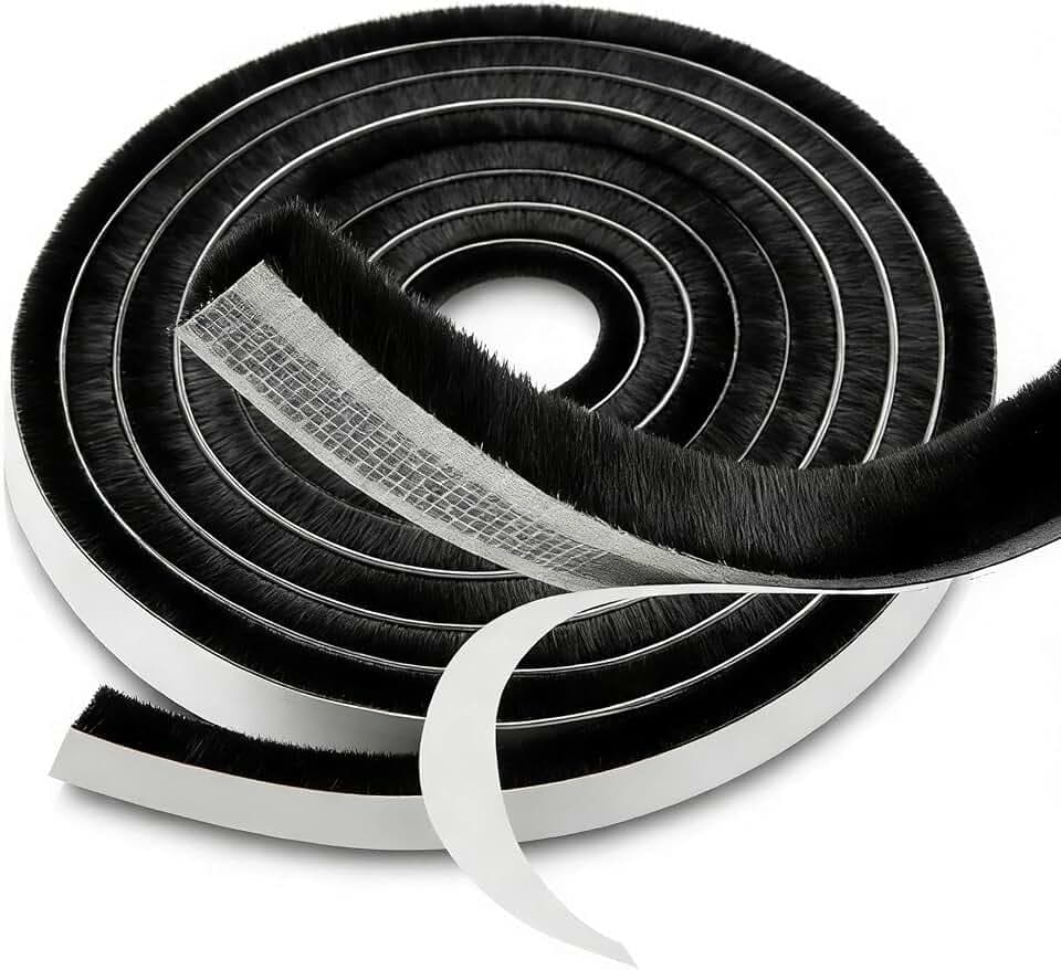9 M Bürstendichtung Selbstklebend Schwarz Türbürstendichtung 9 mm(B) x5 mm(D) Dichtungsbürste Selbstklebend Türdichtung Bürstendichtung Rolladen für Fenster Türen Kleiderschränk Schiebetüren