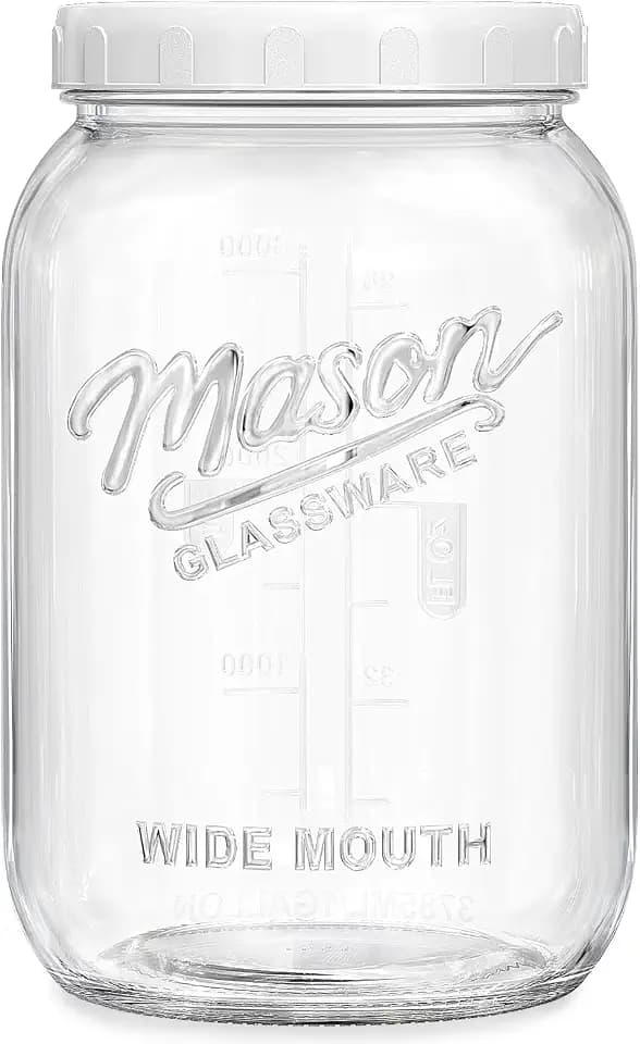 1 Gallon Large Mason Jars with Lid, Glass Flour Storage Containers, 128 OZ