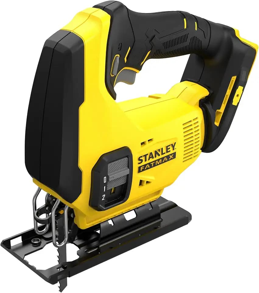 Stanley FatMax 18V Akku-Pendelhub-Stichsäge SFMCS600B (zwei Pendelhubstufen, variable Hubzahl, werkzeuglose Blattaufnahme, Gebläse, inkl. Holz-Sägeblatt, Lieferung ohne Akku und Ladegerät)