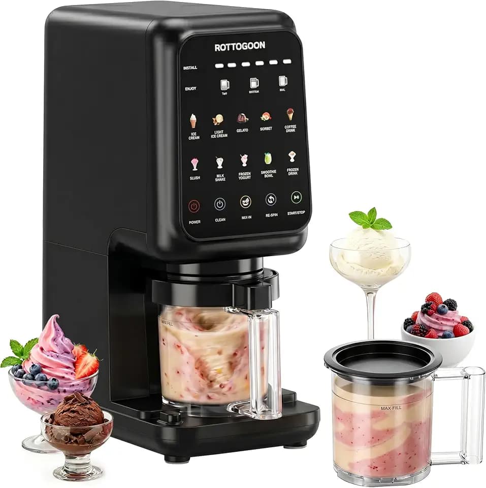 ROTTOGOON Eismaschine 10 Funktionen mit Mix In Funktion & Selbstreinigend