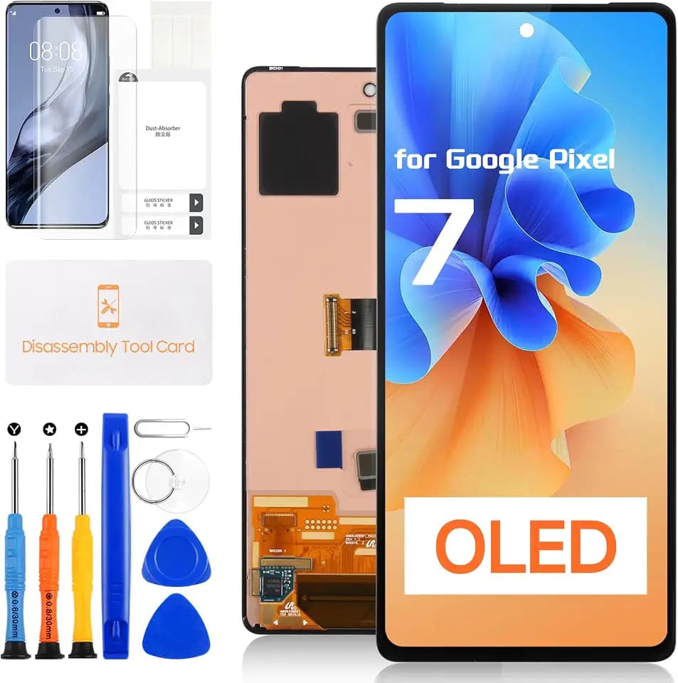 OLED Display for Google Pixel 7 Screen Replacement Kits for Google Pixel 7 LCD Display Touch Screen Digitizer Panel Assembly with Tools GVU6C GQML3 (Black,Support Fingerprint)