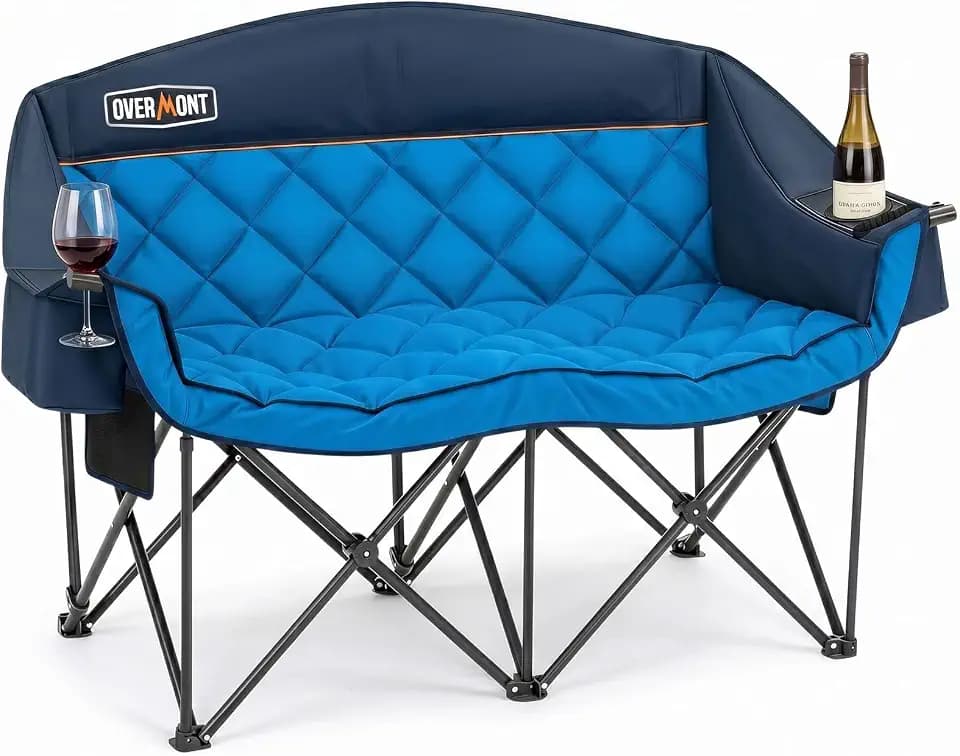 Overmont Oversized Double Camping Chair - Portable Folding with Cooler Bag