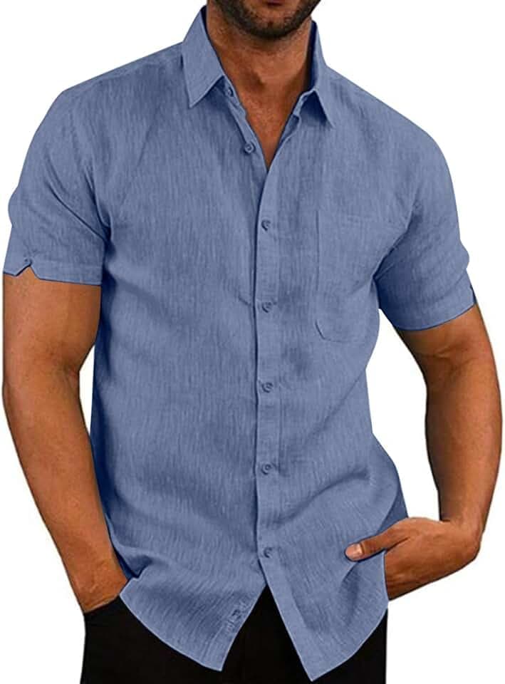 Hemd Herren Sommer Kurzarm Casual Urlaub Strandhemd Atmungsaktiv Sport Freizeithemd Männer Button Down Shirt
