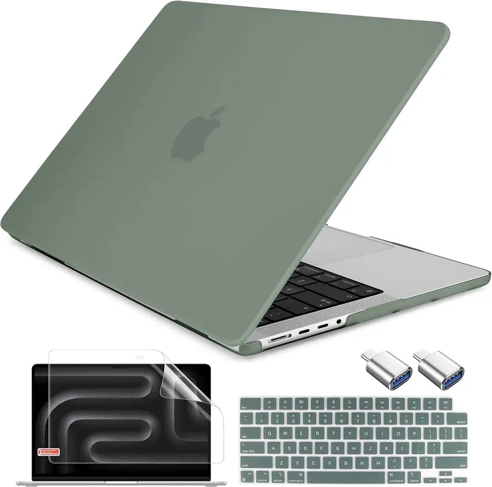 DONGKE Compatible with MacBook Pro 16 inch Case 2026 2025 2024 [M5 M4 Pro/Max Chip] Model A3429 A3428 A3403 A3186, Protective Plastic Hard Shell & Keyboard Cover & Screen Film - Midnight Green
