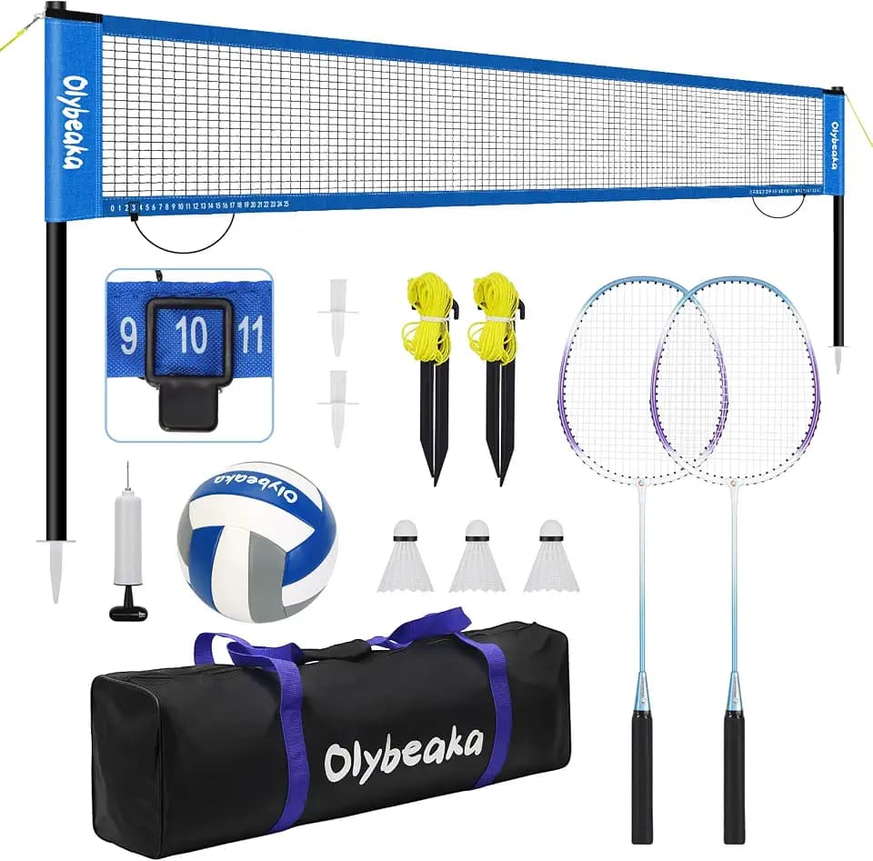 20ft Outdoor Volleyball & Badminton Net Set for Backyard Beach