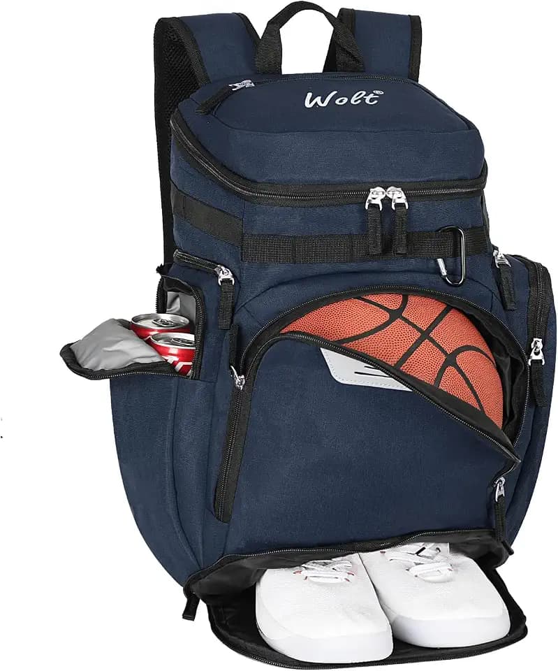 WOLT Basketball Bag Backpack with Separate Ball Compartment and Shoes Pocket, Gym Bags for Men, Large Sports Bag for Basketball, Soccer, Volleyball, Baseball