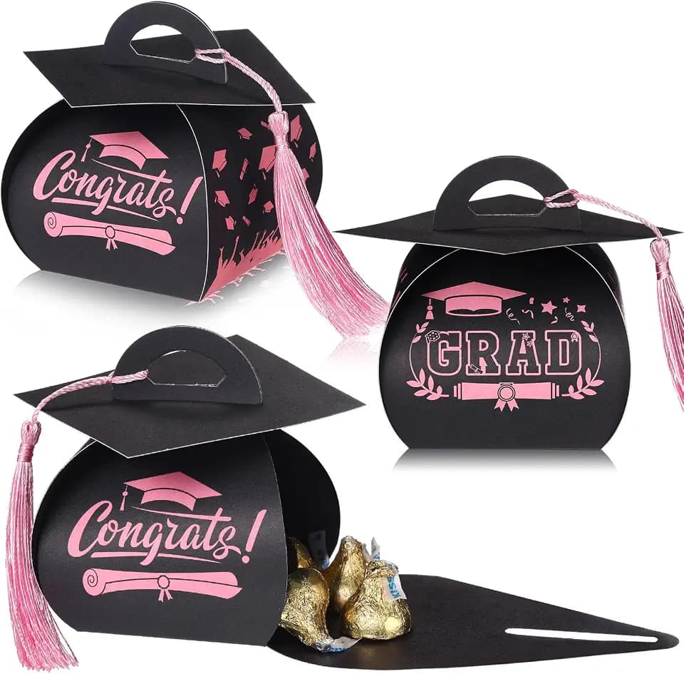 TaoBary 30 Pcs Graduation Cap Gift Boxes,2026 Grad Candy Boxes,Rose