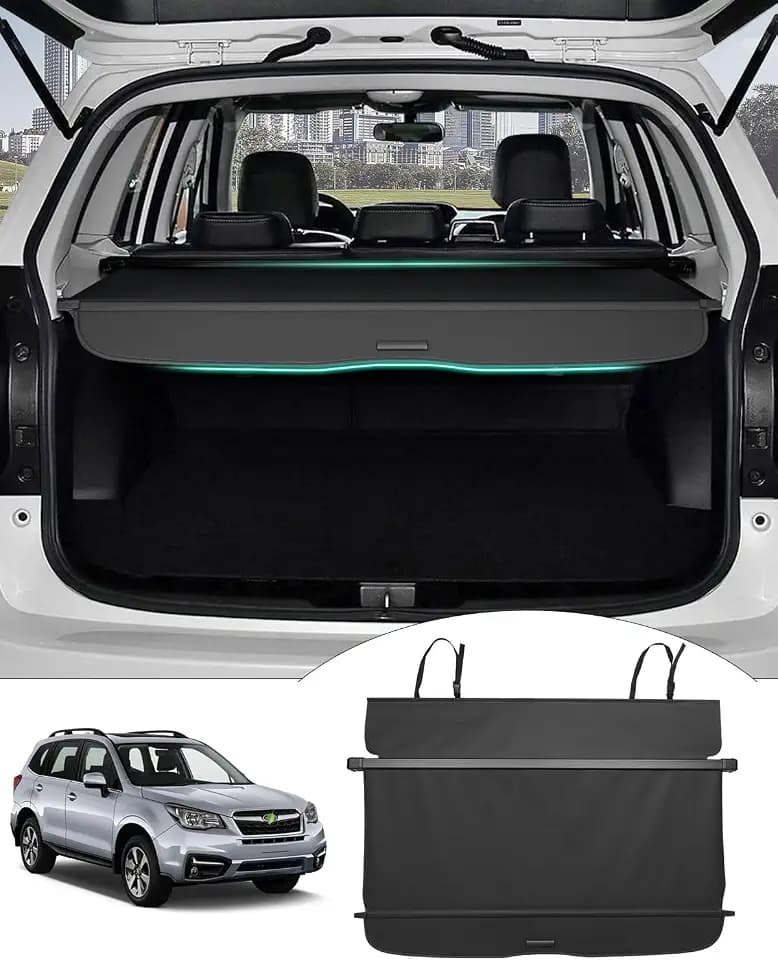Powerty Retractable Cargo Cover for 2014-2018 Subaru Forester(Manual Tailgate)-Canvas Texture Trunk Cover Privacy Screen Rear Security Shade for Forester Accessories (Not for Electric Tailgate)
