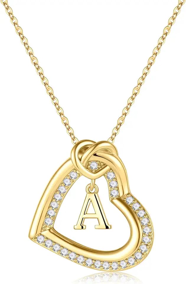 Turandoss Heart Initial Necklaces for Women, Gifts for Women Girls