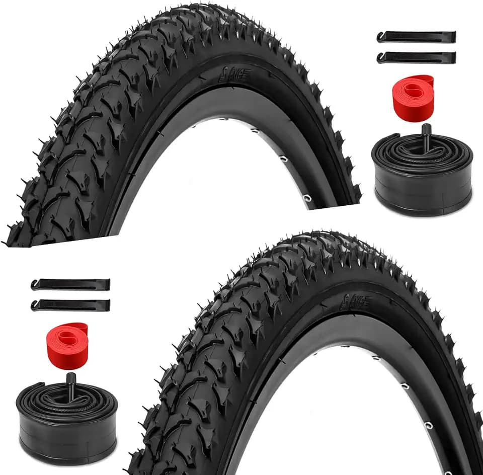 20/24/26x1.95 Inch Folding Mountain Bike Tires & Tubes Set, 2 Pack