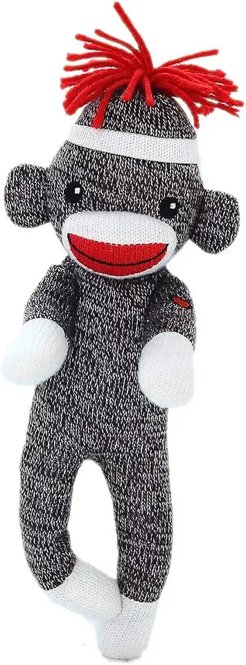 Plushland Adorable Sock Monkey 8 Inches Tall - Soft Realistic Plush Knitted Stuffed Animal Toy Gift - for Kids, Babies, Teens, Girls and Boys (Brown)