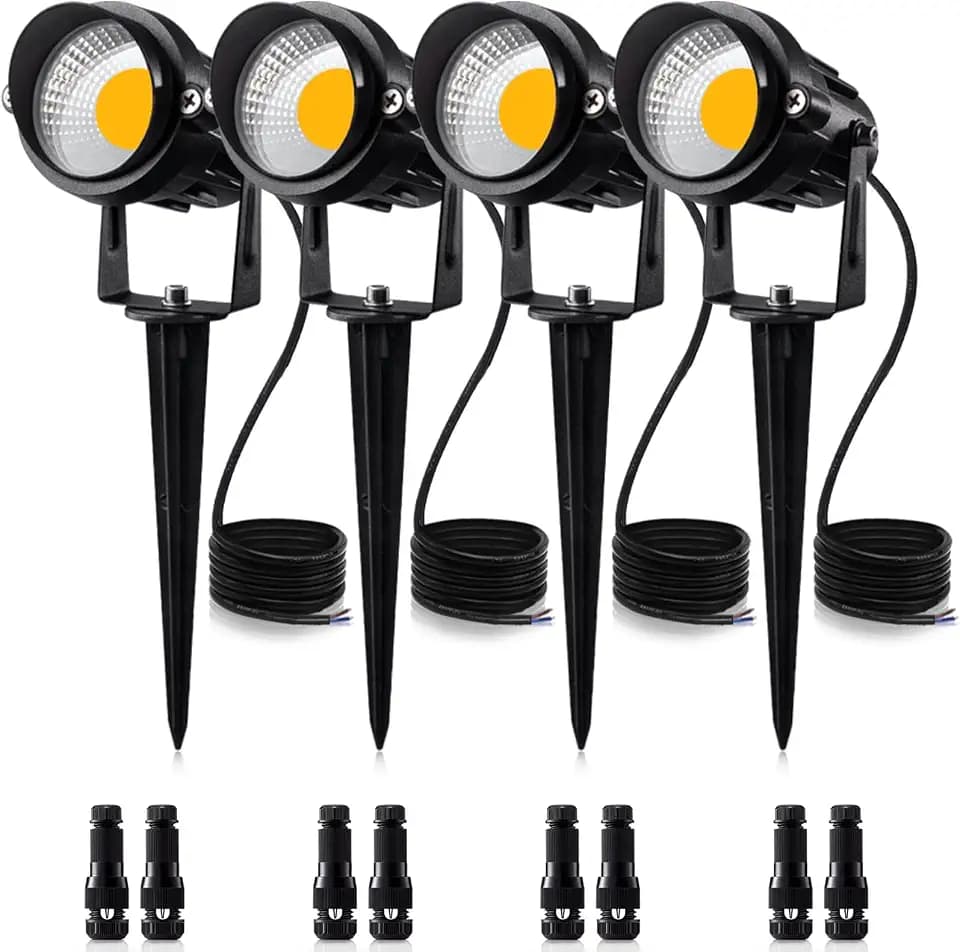 SUNVIE LED Landscape Lighting Low Voltage Spotlight with Connector 4 Pack